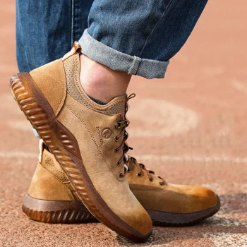 

Brown Hard-Wearing Breathable Safty Work Shoes Boots Men Light COMFORTABLE Zapatos De Hombre Steel Toe Indestructible Chaussure