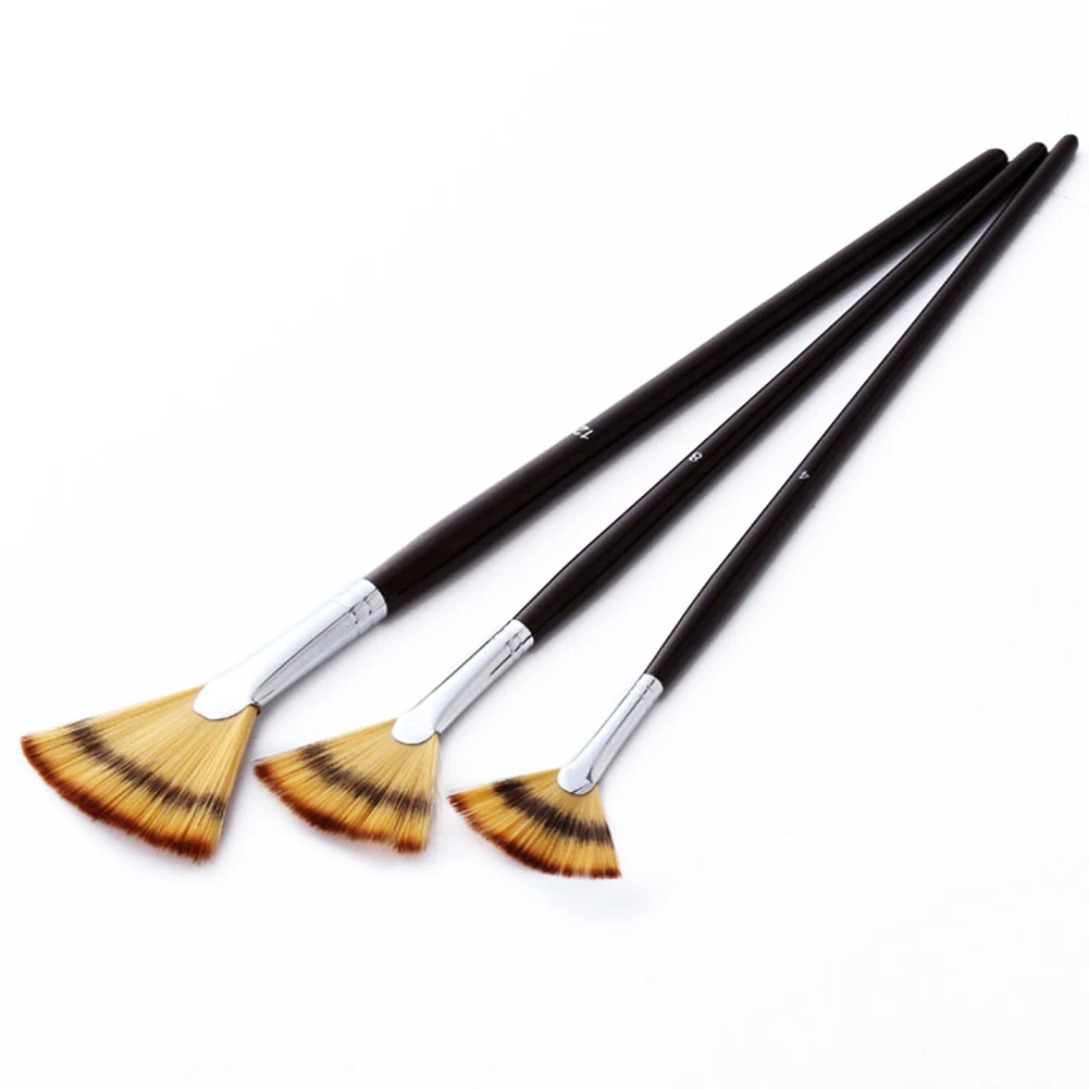 

3pcs Artist Fan Brushes Wooden Handle Pens Set for Oil Acrylic Water Painting Tools