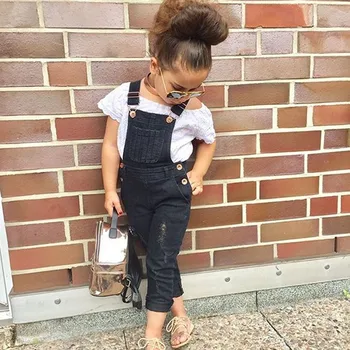 

Newborn Baby Girls Clothing Sets Autumn Short Sleeve T-Shirt Tops+Suspender Denim Pants Kids Girl Outside Wear Sport Clothes