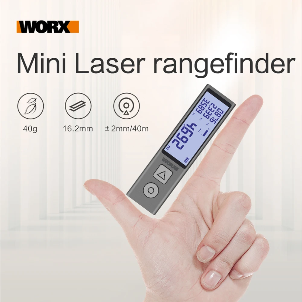 Цифровой лазерный дальномер Worx WX013 Ручной Карманный измеритель расстояния с ЖК