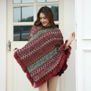 

Spring and Summer Foreign Trade Ethnic Style Cashmere Shawl Knitted Cover tasseled scarf long sunscreen shawl