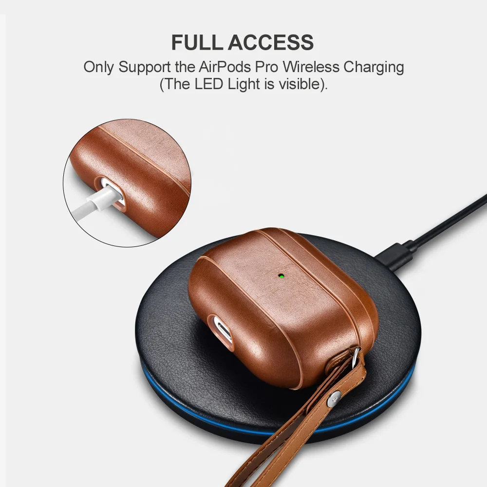 Genuíno Couro de Vaca Case Plástico Capa para Airpods Pro Luxo Retro Couro Case Protetor para Airpods 1 - Image 3