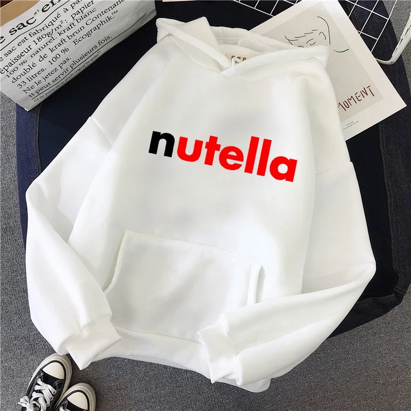 Nutella Женский пуловер с капюшоном принтом осень зима Шоколадный Соус Harajuku