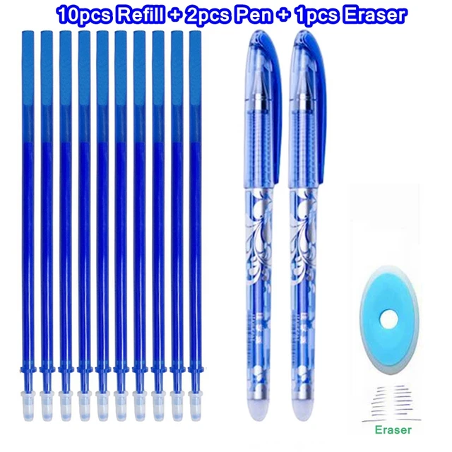 Erasable Pen Set Washable handle Blue Black Color Ink Writing Ballpoint Pens for School Office Stationery Supplies Exam Spare 13Pcs blue-D