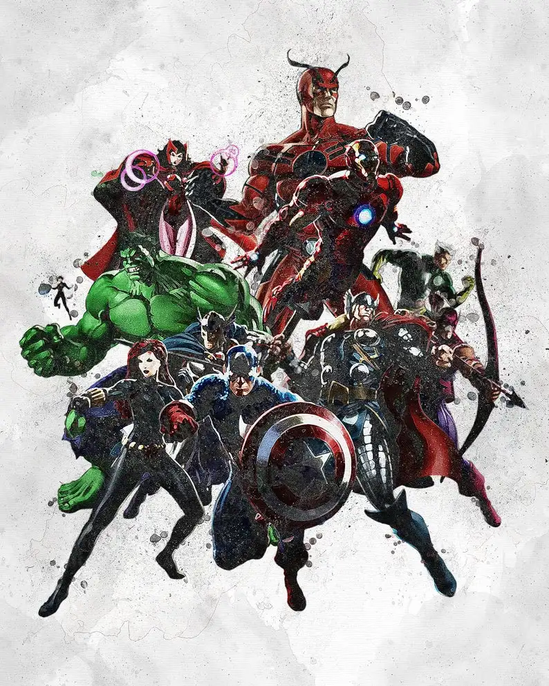 Marvel Мстители США капитан Железный человек семья акварель декоративная живопись постер стены Искусство высокое качество домашний декор