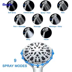 Shower Head 9-Mode Hand-held Booster Shower Head Pipe Holder Set Bathroom Accessories High-quality Water Saving Adjustable