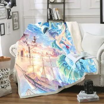 

Girls Dreamy Blankets for Sofa Japanese Anime Sherpa Fleece Blanket Steamship Print Plush Bedspread 150x200cm Dropshipping