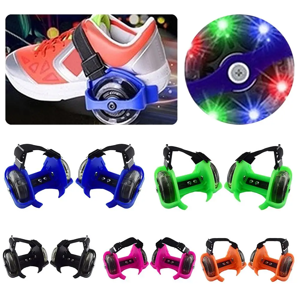 

1 Pair Kids Children Outdoor Adjustable LED Flashing Wheel Heel Skate Rollers