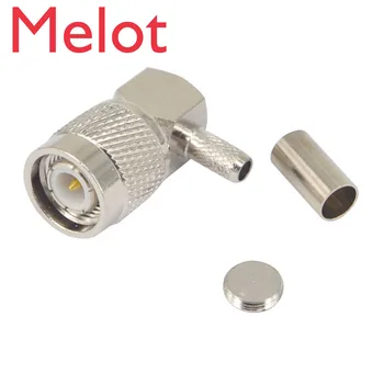

100 Pieces TNC male plug 90 Degree crimp RG58 RG142 LMR195 RG400 cable right angle Connector