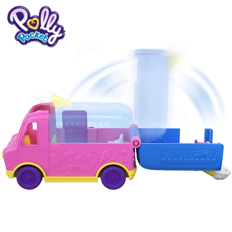 Polly Pocket Pollyville, грузовик с мороженым, мини-автомобиль, кукла, детские игрушки, автобус, Милая девочка, Забавный игровой набор GGC39 Brinquedos