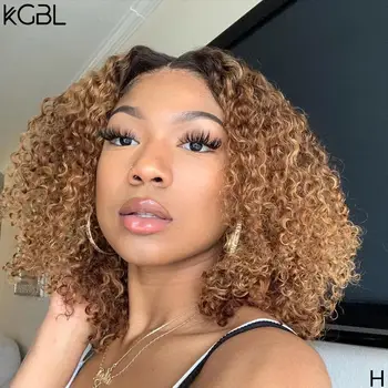 

KGBL 13*6 ombre Curly Lace Front Human Hair Wigs With Baby Hair 8“-18“Brazilian Non-Remy 250Density Medium Ratio For Black Women