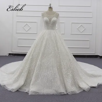 شراءEslieb شحن مجاني الدانتيل حتى الظهر فستان الزفاف 2020 كريستال فساتين الزفاف مخصص فساتين زفاف Vestido De Noiva