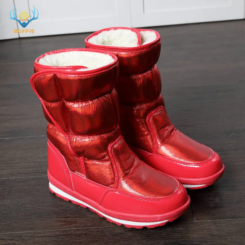 BUFFIE/; модные зимние женские ботинки; смешанные цвета; Натуральная шерсть; женские теплые ботинки из водонепроницаемого материала; толстый мех; Цвет Серебристый; женские зимние ботинки; JSH-M903 - Цвет: M903 Red