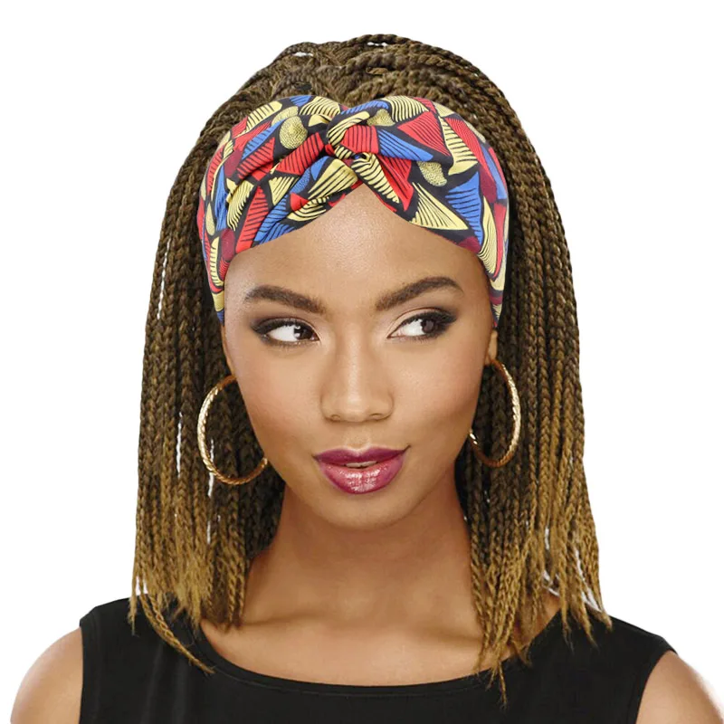 New African Pattern Print Headband for Women Twist Style Black Girl Head Wraps Elastic Hair Accessories Turban Headscarf