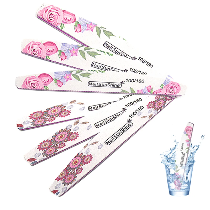 6pc Washable Nail File 100/180 Sandpaper Buffer Block Art Sanding Polishing Nagelvijl Curved Manicure Salon Care Tools | Красота и