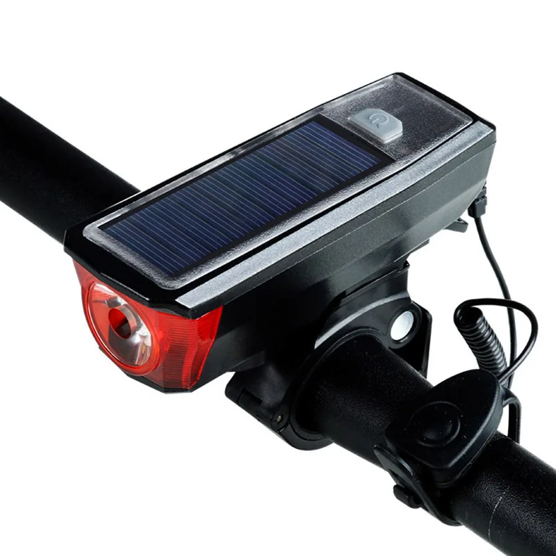 

Solar Power Bike Light Waterproof Lamp Headlight Bicycle Light + Bell + Power bank + Solar Powered + USB Rechargeable flashlight