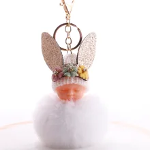 Голова кролика Спящая кукла MENG помпоном; милые туфли ключ "Помпон" кольцо Детский жакет из денима для девочки; сумка с орнаментом в виде кролика Ушастый искусственным бриллиантом, с пушистыми помпонами кулон оптом