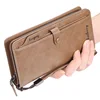 New Men Long Fashion Wallets Desigh Zipper Card Holder Leather Purse Solid Coin Pocket High Quality Male Purse 2