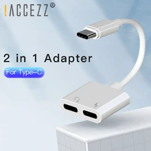 ACCEZZ DAC usb type C адаптер для быстрой зарядки для Xiaomi huawei 3,5 мм разъем для наушников аудио Aux разъем двойной адаптер type-C