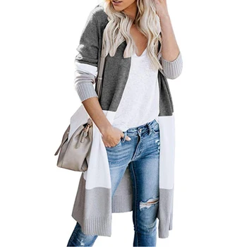 

Long Sleeve Thin Lightweight Sweater Outwear Autumn Casual Open Front Soft Knitted Long Fashion Coat Plus Size Women Cardigan