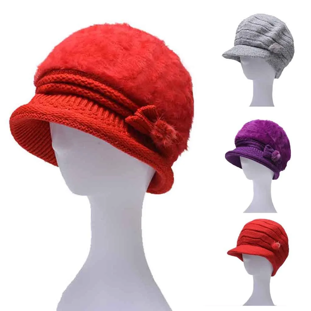 Женская вязаная шапка с кроличьим мехом, зимняя модная новинка, простая теплая шапка, Повседневная модная удобная мягкая Повседневная долговечная шапка