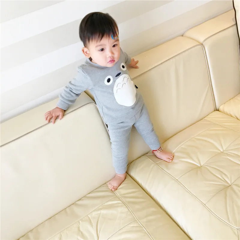 

2018 Winter Style Chen Mom plus Velvet Tracksuit Children Brown Bear Baby Thermal Underwear High-waisted Bellyband Two-Piece Set
