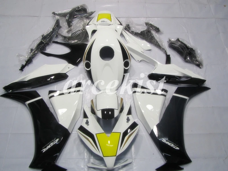 ABS Полный обтекатели комплект Подходит для HONDA CBR1000RR 2012 2013 для детей возрастом 12, 13, 14, 15, 16 CBR1000 1000RR тела комплект белого и желтого цвета