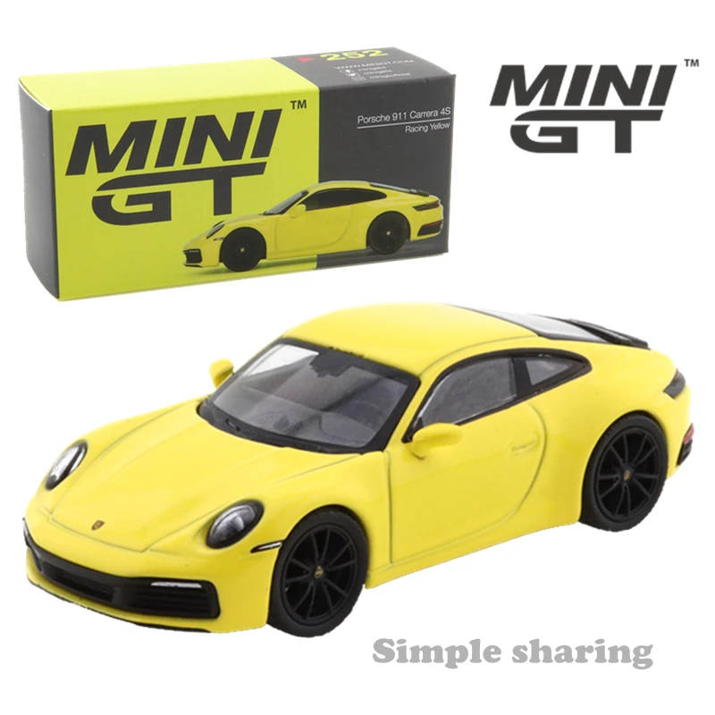 MINI GT 1:64 Porsche 911 992 Carrera 4S Racing Yellow Model Car in box