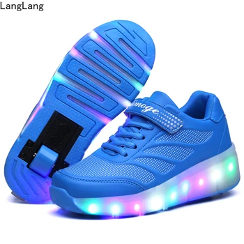 

2019 heelies New Design Causal Sneakers with Wheel Boy Spring Roller Skate Shoes Girl Zapatillas Zapatos Con Ruedas 16cm-24.5cm