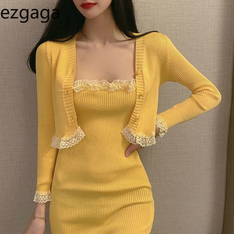 Женский комплект из двух предметов Ezgaga кружевной вязаный кардиган в стиле
