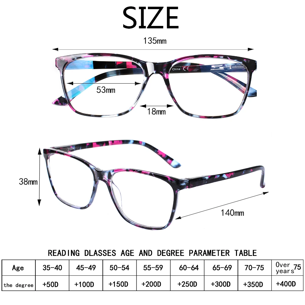 Henotin Comfortable Progressive Multifocal Reading Glasses Men's and Women's Spring Hinged Plastic Frame Eyeglasses 2