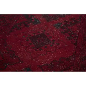 

145x387 Cm Red Handmade English Over Dyed Runner Rug-5x13 Ft