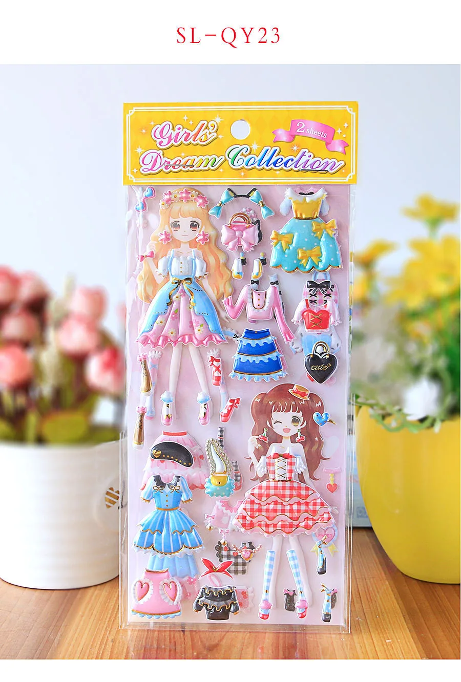 8sheets /lot kawaii Dress up Stickers girls Fashion 3D cartoon PVC sticker waterproof children toys gifts new styles