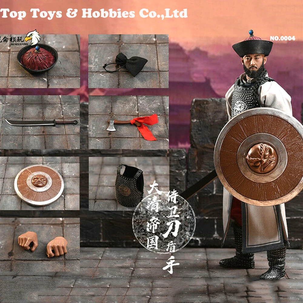 

In stock Full Set 1/6 Scale NO.0004 Qing Dynasty Empire Guardian w/Knife Shield Action Figure Doll Collectible for fans gift