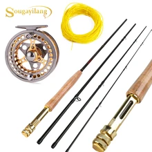 Sougayilang 4 секции муха удочка Катушка комбо 2,7 м легкий портативный муха удочка и ЧПУ обработанный алюминиевый сплав муха катушка набор