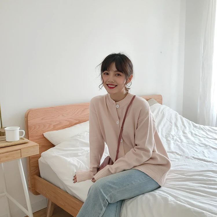Candy Color Sweater Cardigan Women Single Breasted Long Sleeve Winter Clothes Vintage Knitted Cardigan Korean Jacket Warm V808