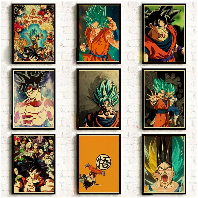 

Japanese Anime Movie Dragon Ball Vintage Posters Good Quality Printed Retro Wall Poster Room Decorative Painting Home Art Poster