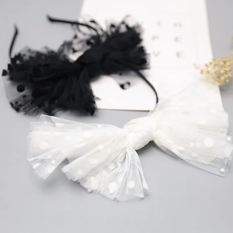 Милые бантики принцессы для волос, кружевные бантики "Бабочка", повязка на голову для девочек, однотонные Детские сетчатые ободок для волос