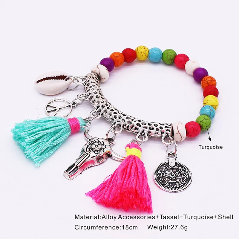 Модный браслет с бусинами в виде ракушки Niutou Peace Circle Tassel браслет и браслеты для женщин богемные очаровательные наручные Ювелирные изделия Подарки