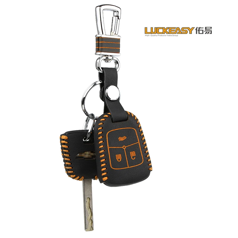 Цвет: желтый Luckeasy для chevrolet cruze 1.5L Натуральная кожа Автомобильный ключ крышка кошелек держатель чехол для дистанционного ключа от машины key2a - Название цвета: Цвет: желтый