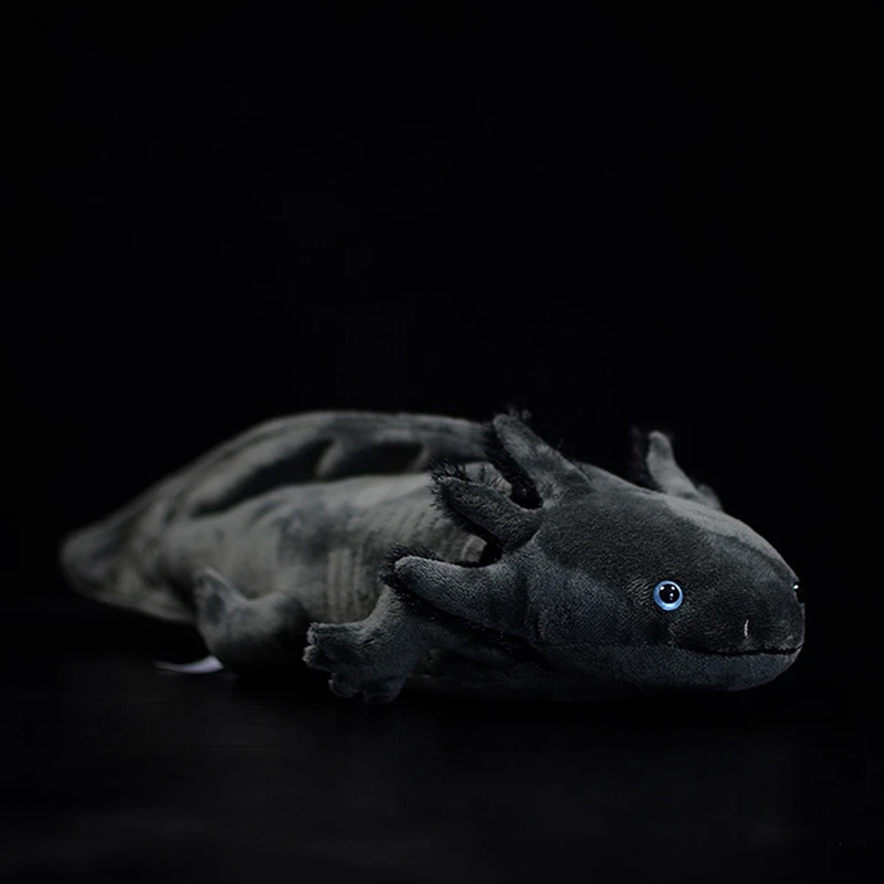 Dark Grey Axolotl Plush Toy Realistic Soft Mexican Axolotls Ambystoma