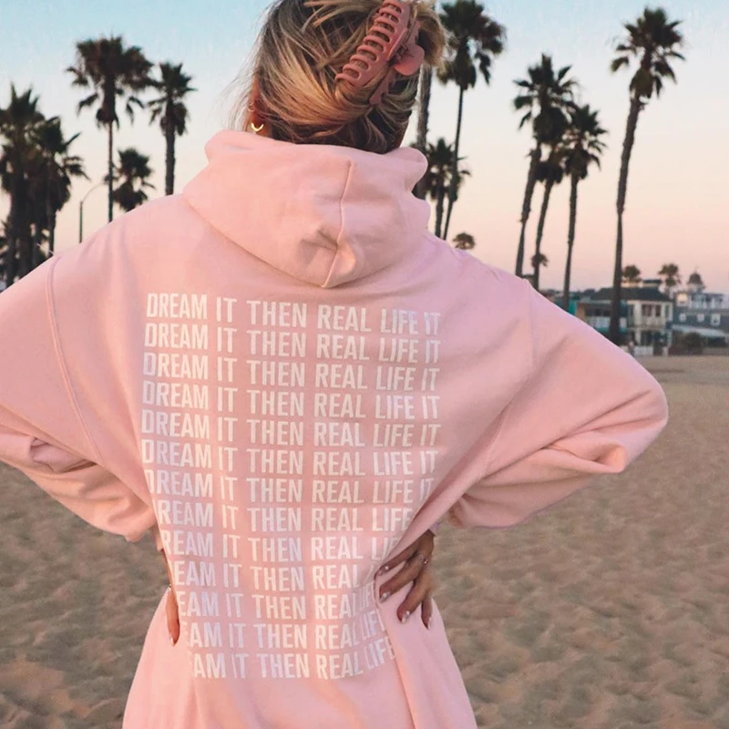 IAMSURE 2020 Autumn Long Sleeve Letter Print Casual Loose Women Hoodies Korean Fashion Streetwear Oversize Cute 90s Sweatshirts
