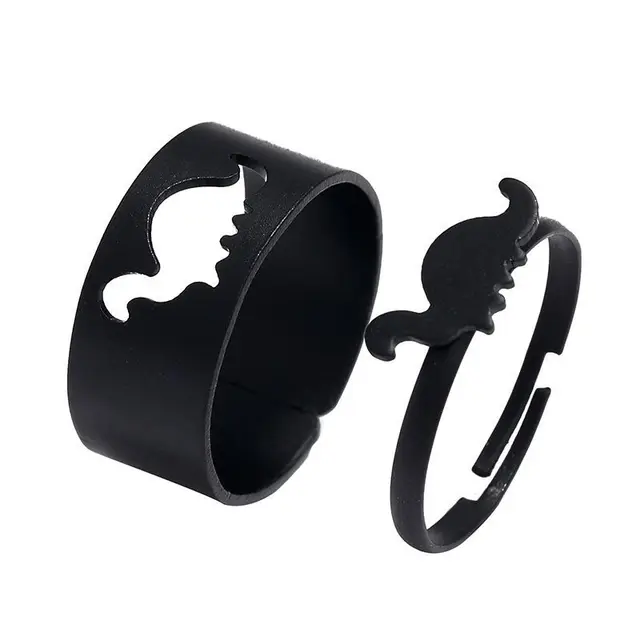 2Pcs Heart Magnet Couple Rings Punk Cuban Chain Charm Paired Rings For Lp Lovers Friend Adjustable Jewelry Party Gift Trend New Style 20