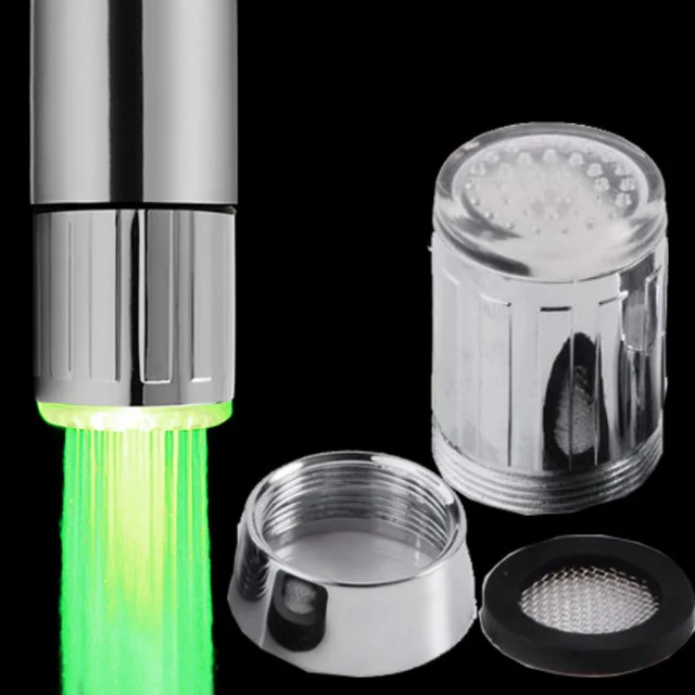1pc LED Faucet Temperature Sensitive 3 Colors LED Light Faucet Kitchen Nozzle Head Water Saving Bathroom Faucet Without Adapter 3