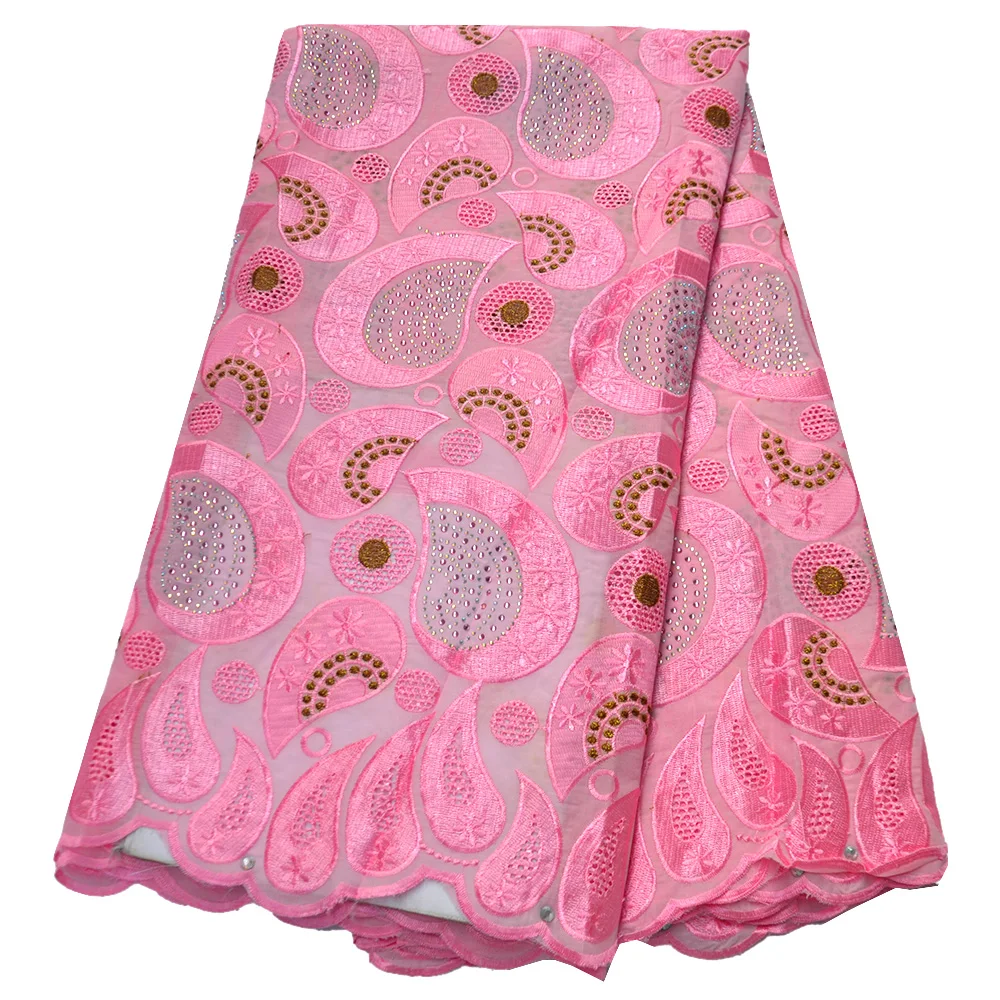 Африканский швейцарский вуаль кружева в Швейцарии розовый кружевной ткани с
