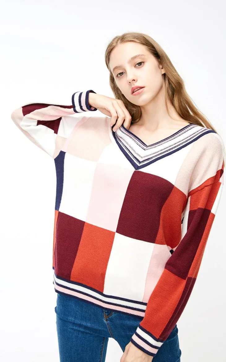 Vero Moda женский жаккардовый свитер с v-образным вырезом в клетку разных цветов | 319113510