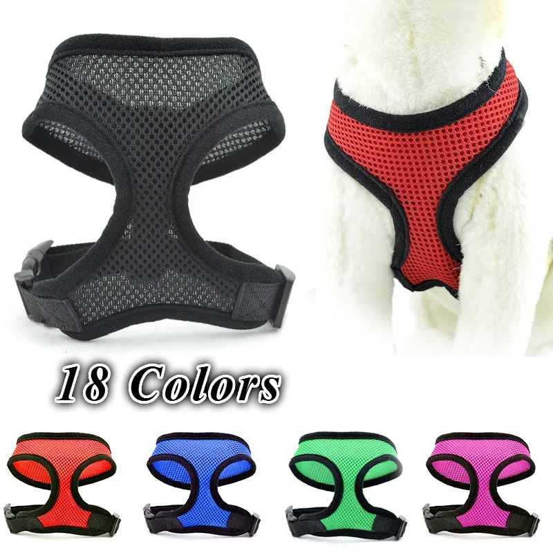 Arnés tipo chaleco para perro ajustable transpirable suave arnés de nailon para perros Chaleco de malla arnés para perros Collar de perro de gato de pecho para perro mascota Correa