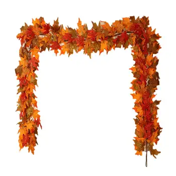 

Artificial Fall Maple Leaf Garland Door Hanging Vine Wreath For Home Garden Thanksgiving Show Window Doorway Backdrop Decoration
