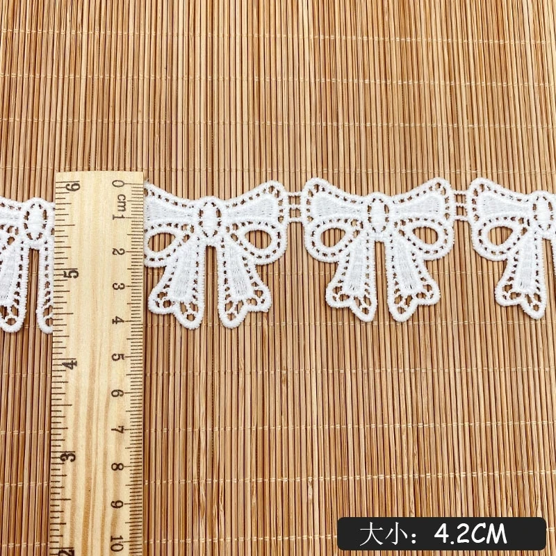 High Quality Lace Fabric Flower Guipure 4cm Embroidery Bow Ribbon Sewing Lace For Wedding Clothing Collar 1Yards