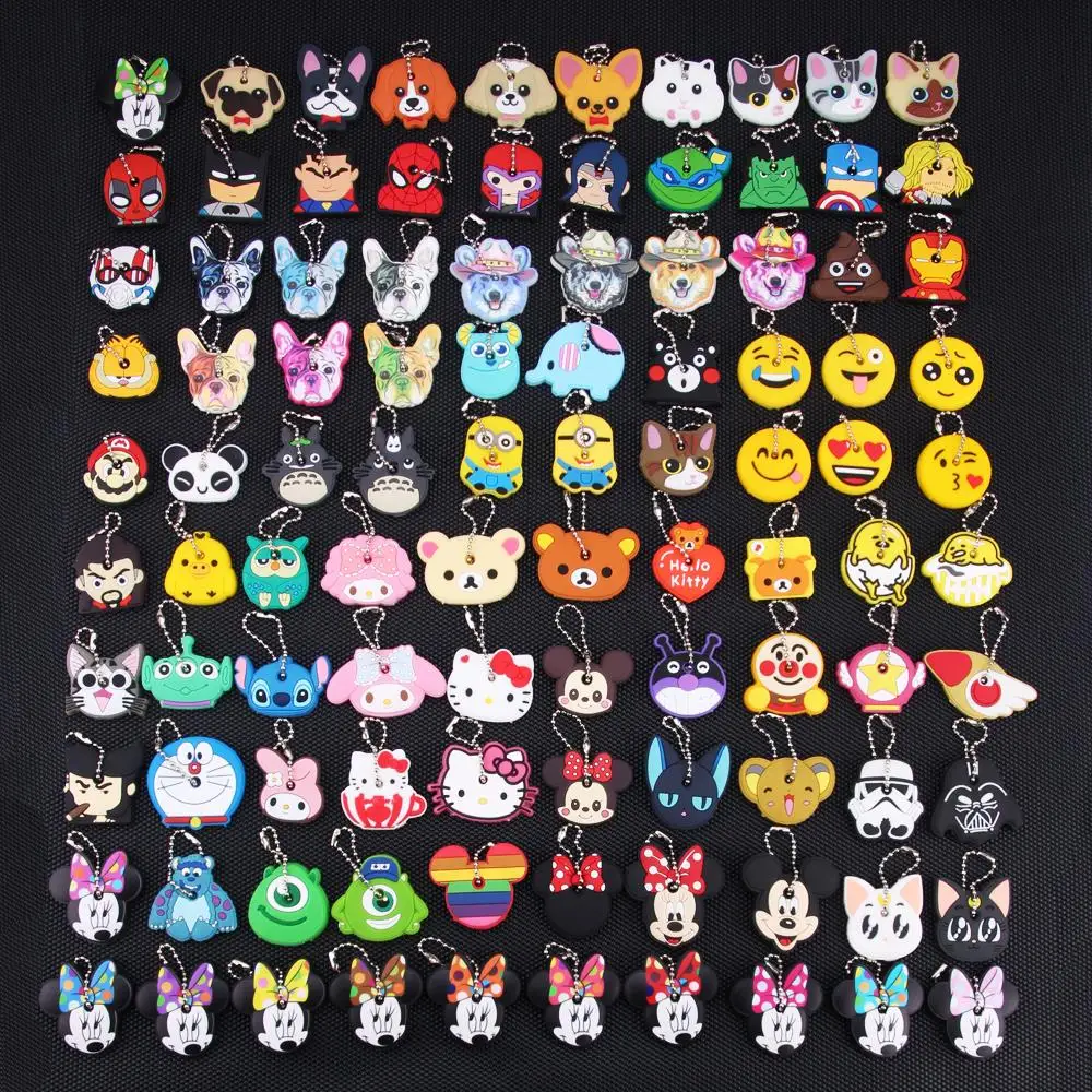 

Cute Cartoon Keychain Silicone Stitch Protective Key Case Cover for Key Control Dust Cap Holder Gift Women Key Chain